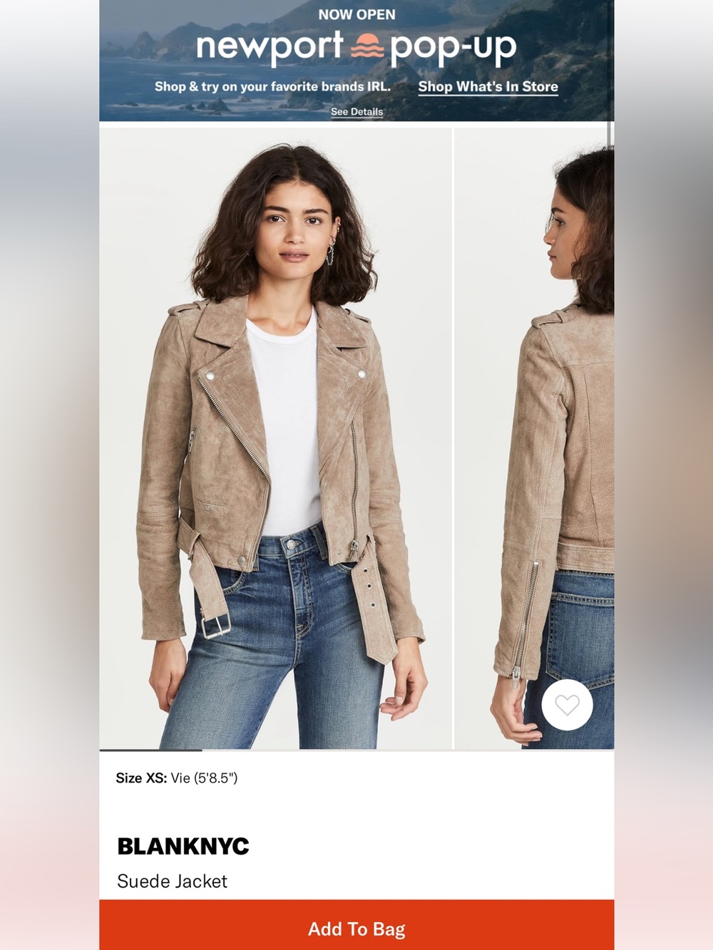 100% Leather Blank NYC Suede Moto Jacket